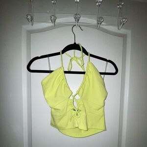 NWOT Wild Fable Neon Yellow Halter Crop Top